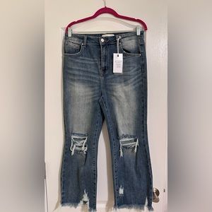 High rise straight Risen jeans.